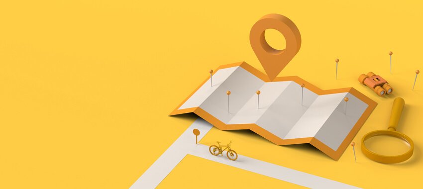Travel map with pin